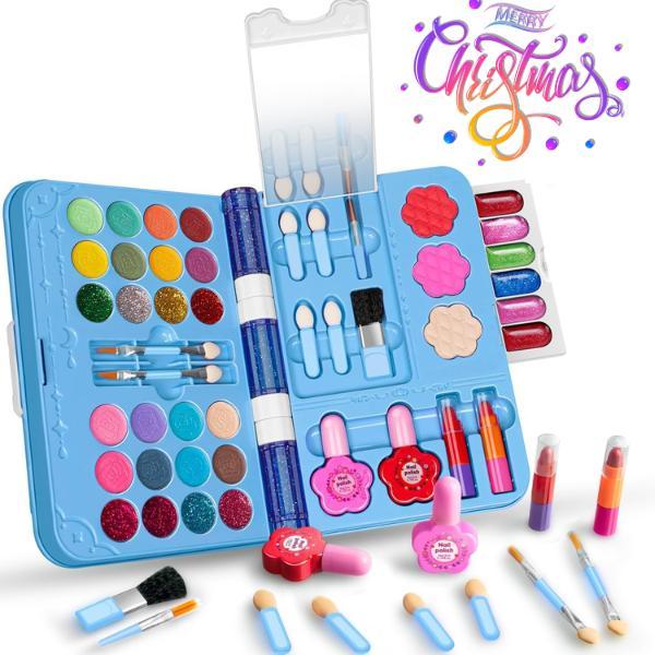 Christmas Gift 48Pcs Kids Makeup Kit for Girl, Washable Play Make Up Toys Set with Mirror, Beauty Dress Up Set Toys for Age 3 4 5 6 7 8 9 10 11 12 Year Old Kids Toddlers Girls, Birthday Girl Gifts