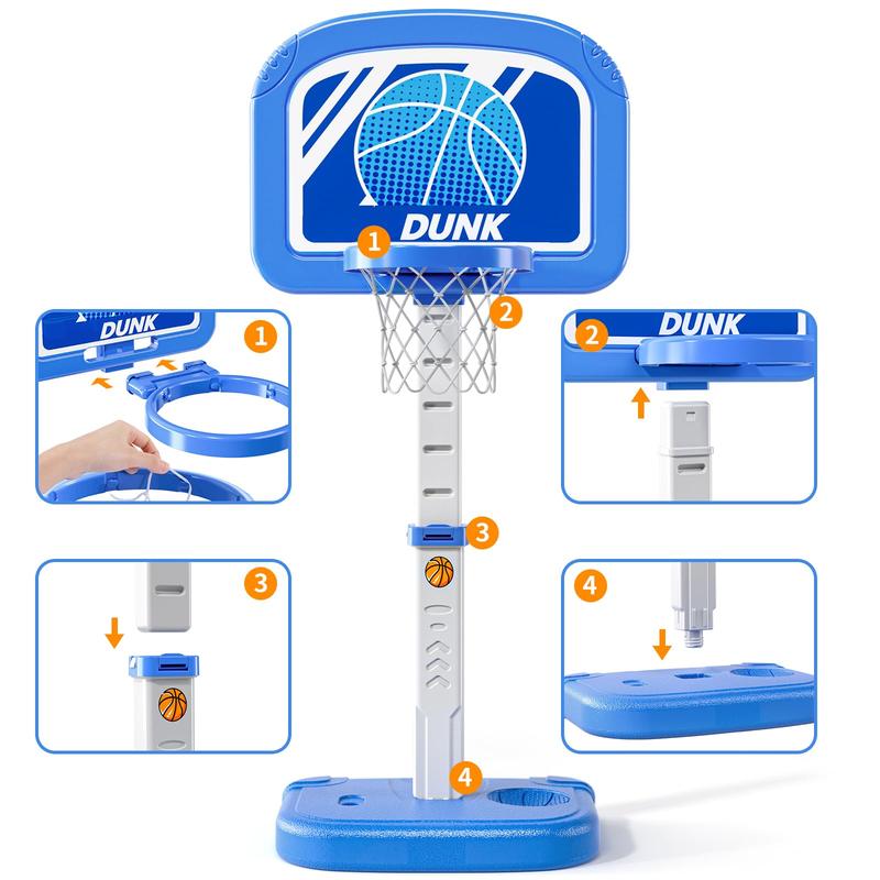 Basketball Hoop Indoor , Adjustable Poolside Hoops with 4 Balls and Pump, Indoor Outdoor Basketball Game, Christmas Birthday Gift