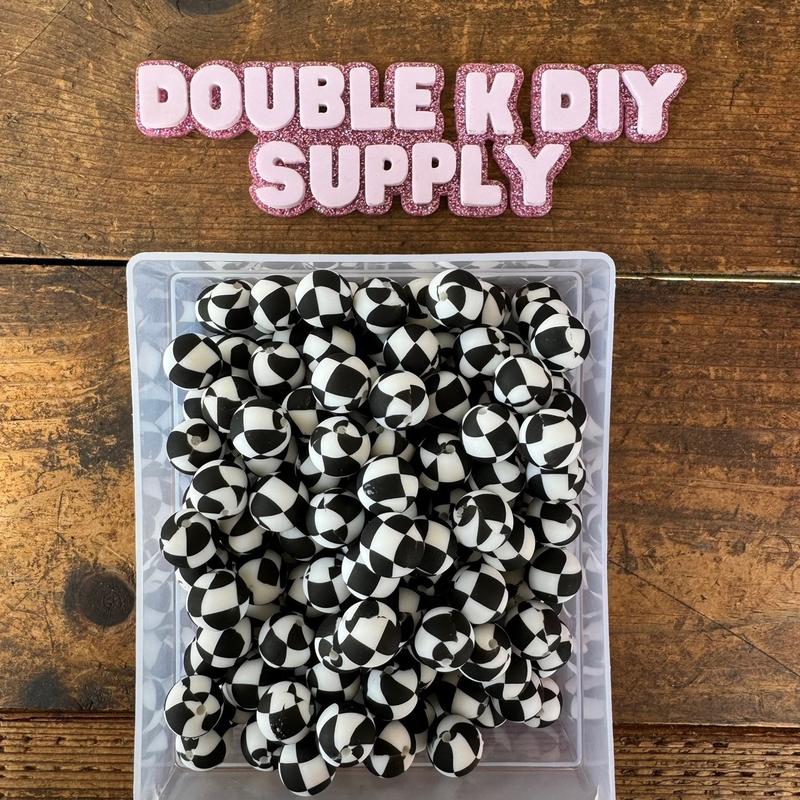 15mm Printed Silicone Beads - 10pc