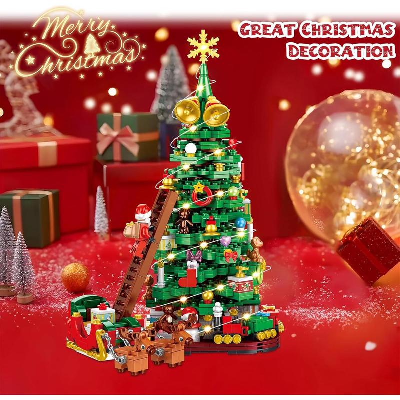 Advent Calendar 2024 Christmas Tree Building Block Set,1011 Pieces Christmas Santa Claus Moose Toy Building Kits for Adults Teen Girls Boys Gifts