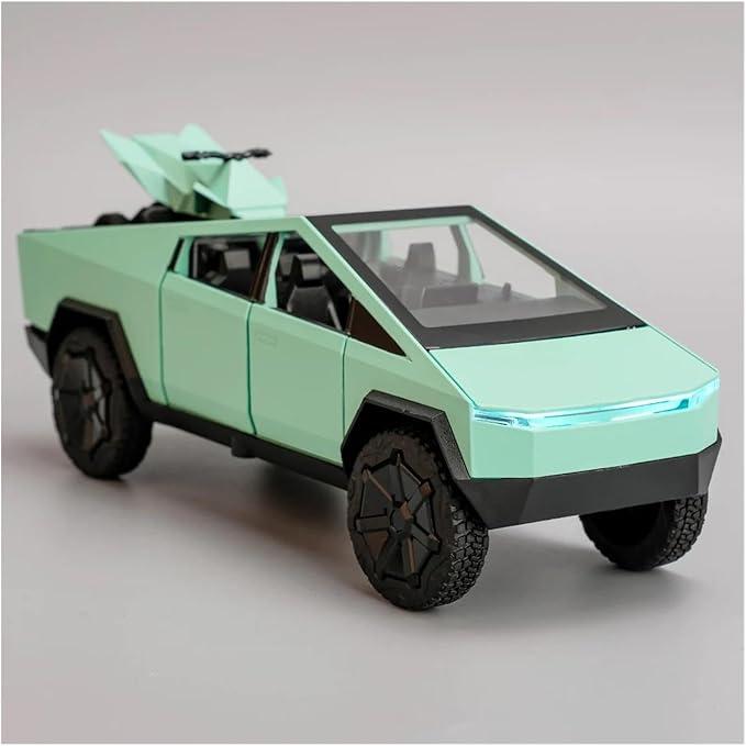 Tesla Cybertruck 1:32 Toy Car with LED Lights, Sound Effects, and Pull Back Action – Realistic Friction-Powered Pickup for Collectors & Kids