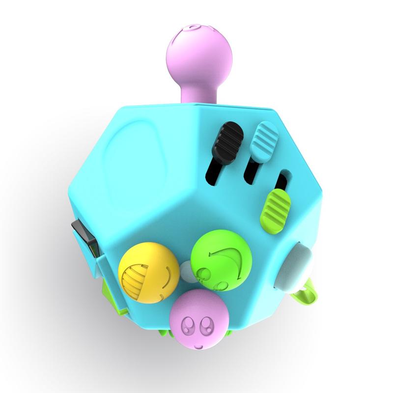 Fidget Dodecagon –12-Side Fidget Toys Cube Relieves Stress and Anxiety Anti Depression Cube for Children and Adults ( Blue Sky)