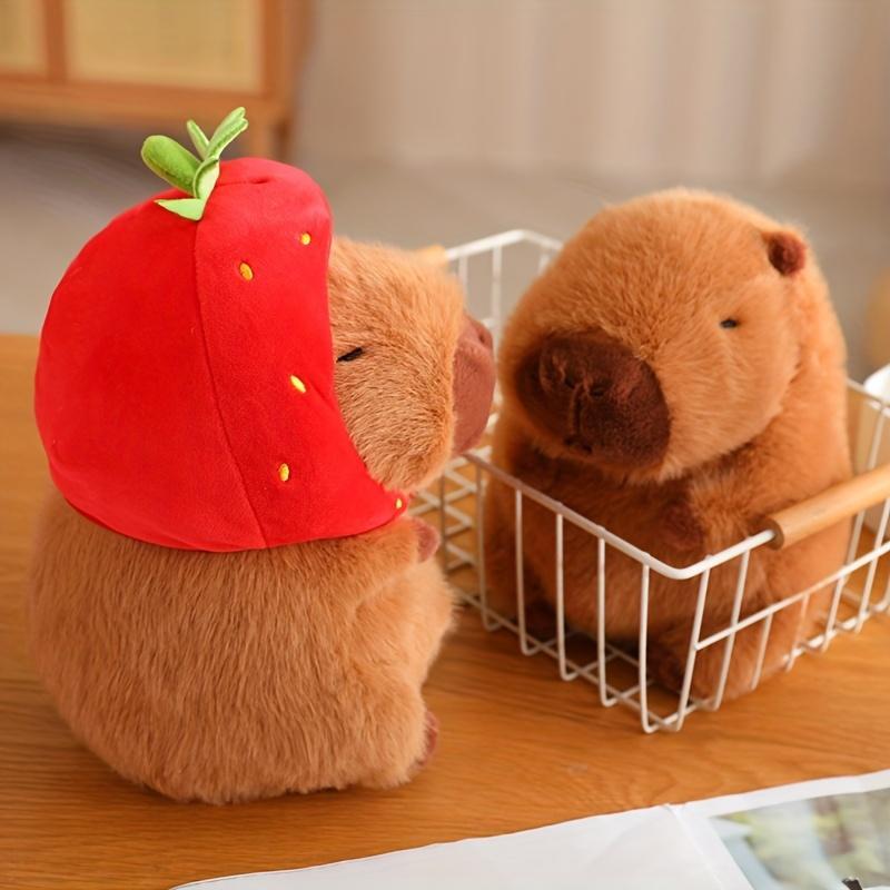 Strawberry Capybara Plush Toy, Summer Gifts, Cute Capybara Anime Fluffy Toy, Creative Birthday and Holiday Gift Options, Room Decor, Thanksgiving, Chrismats Gift Set