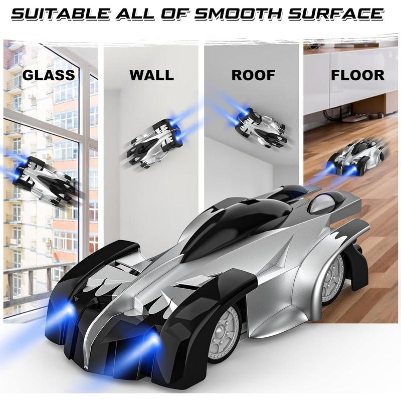 Wall Climbing Remote Control Car, Dual Mode 360° Rotating Stunt Car with Headlight, Rechargeable Car Toys for 3 4 5 6 7 8-12 Year Old Boys Girls Kids (Silver)