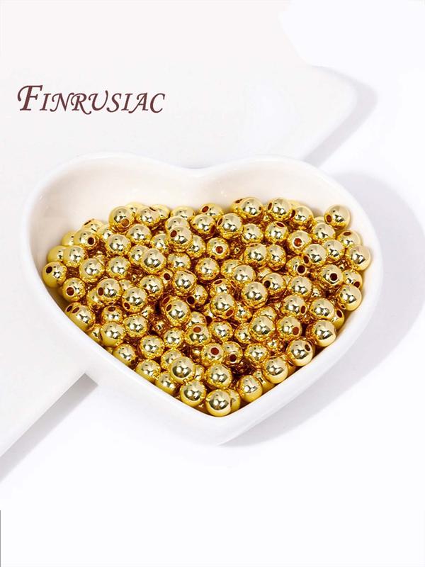 18K Gold Plated Bead Separator, Smooth Round Seamless Beads Spacers Bead for DIY Jewelry Making Supplies