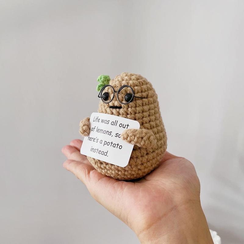 Positive Potato Crochet Funny Gifts with Positive Card for Cheer Up, Birthday Gifts for Friends Women, Graduation Gifts