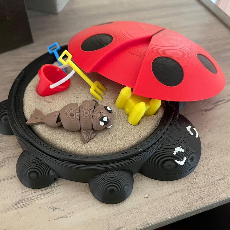 Millennial Ladybug Sandbox Set with Castle Mold, Rake, Shovel, and Free Mystery Critter