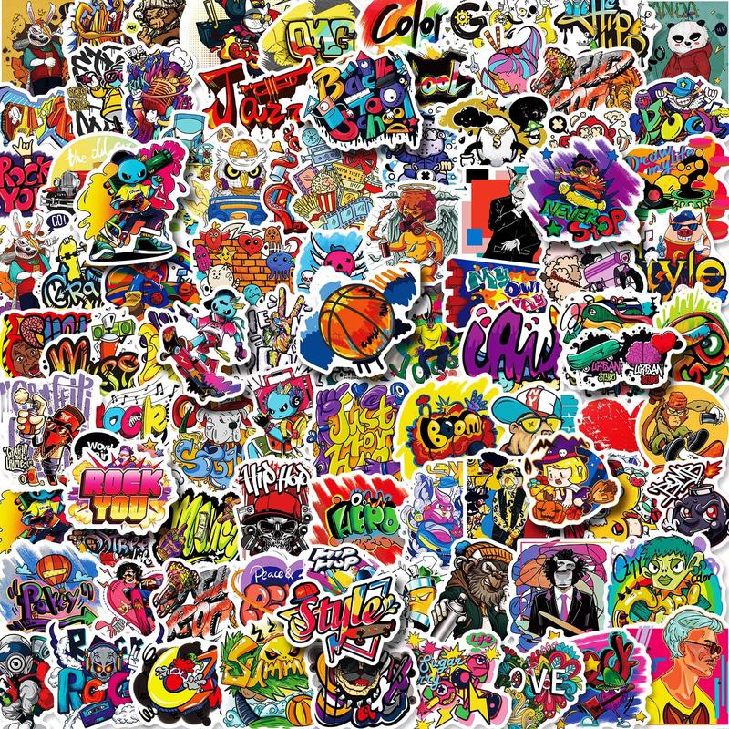 Graffiti Letter Graphic Decorative Sticker, 100pcs Pack Creative Waterproof Sticker, Naughty Stickers For DIY Scrapbook Laptop Luggage Decoration, DIY Creative Toys, Scrapbooking Supplies