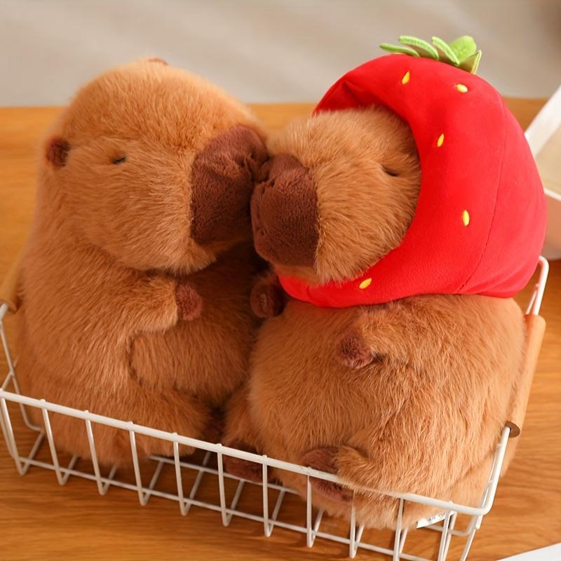 Strawberry Capybara Plush Toy, Summer Gifts, Cute Capybara Anime Fluffy Toy, Creative Birthday and Holiday Gift Options, Room Decor, Thanksgiving, Chrismats Gift Set