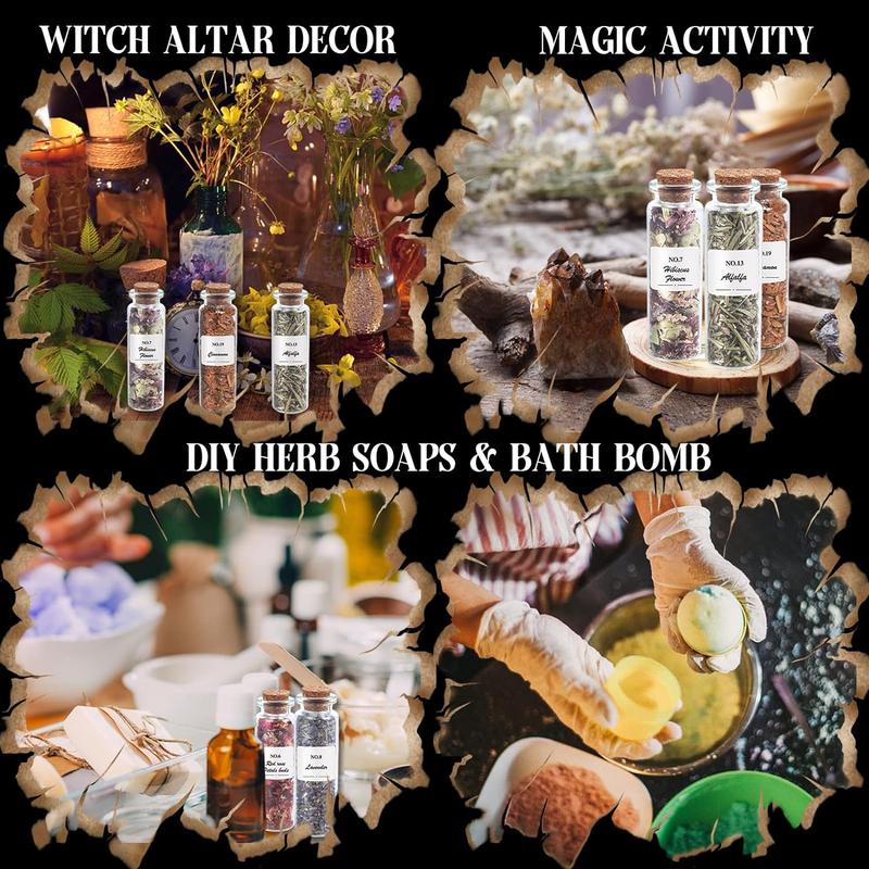 Witchcraft Supplies Flowers Kit - 24 Pieces of Set with Crystals Spoon - Witch Set for Beginners Witchcraft Supplies Kit