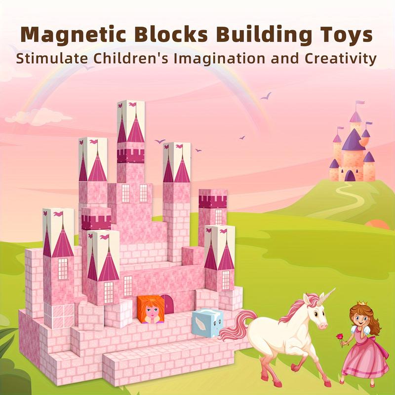 150pcs Magnetic Blocks, Princess Castle Theme Magnetic Tiles For Christmas Birthday Gifts, STEM Sensory Toys For 3 4 5 6 7 8 9 10 Year Old Boys Girls