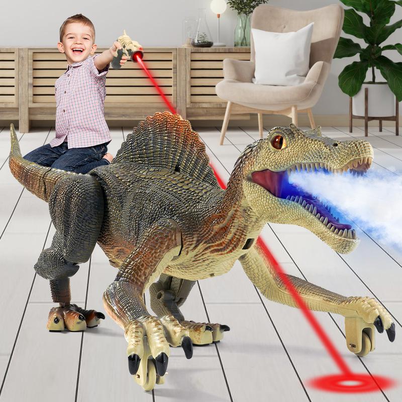 Remote Control Dinosaur Toys,RC Walking Robotic Dinosaur Toy w Light Chasing Remote Control,Auto Spraying and Roaring,Jurassic Spinosaurus Dinosaur Toys for Kids Boys 4 5 6 7 8-12 Year Old