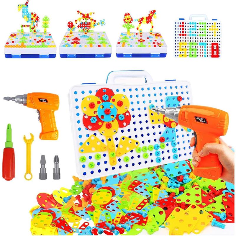 3-8-year-old robot building block toy - dinosaur toy with electric drill, detachable parts for boys - birthday gift