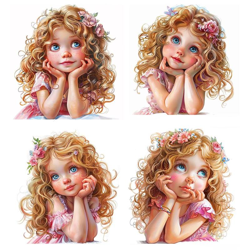 Blonde Little Girls Anime Sticker, 20pcs set Cute Cartoon Sticker, DIY Decorative Sticker for Scrapbook, Journal, Gift Wrapping