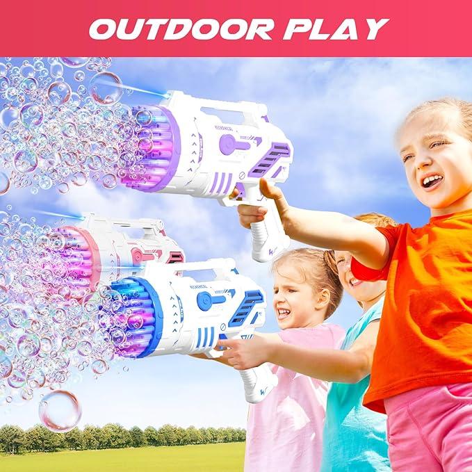 Upgraded Color Bubble Machine, Bubble Machine Toy With Lights,69 Hole Popular Rocket Bubble Machine,Bubbles Toy For 3 4 5 6 7 8 9 10 Years Old Boys Girls Gift Toys bubbly  blaster