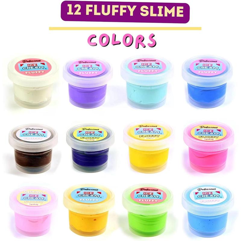 Butter Slime Kit for girls, 12-color soft-scented slime ice Cream making kit with 21 slime accessories in gift box, including charms and additions, suitable for boys and girls toy party gifts