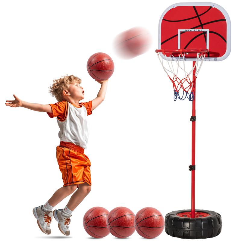 Geyiie Kids Basketball Hoop Adjustable Toddler Basketball Goal Indoor & Outdoor Toys Backyard Outside Toys for Boys Age 3 4 5 6 7 8 Years Gift