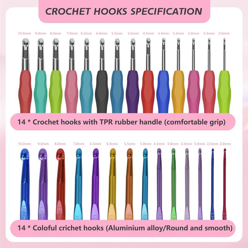 169 count of Crochet Kit, 42 Clolors of Crochet Yarn and 14 Sizes Crochet Hooks for Beginners and Experienced Crocheters, Beginner Crochet Kit for Adults, Ideal for Creating Beautiful Projects