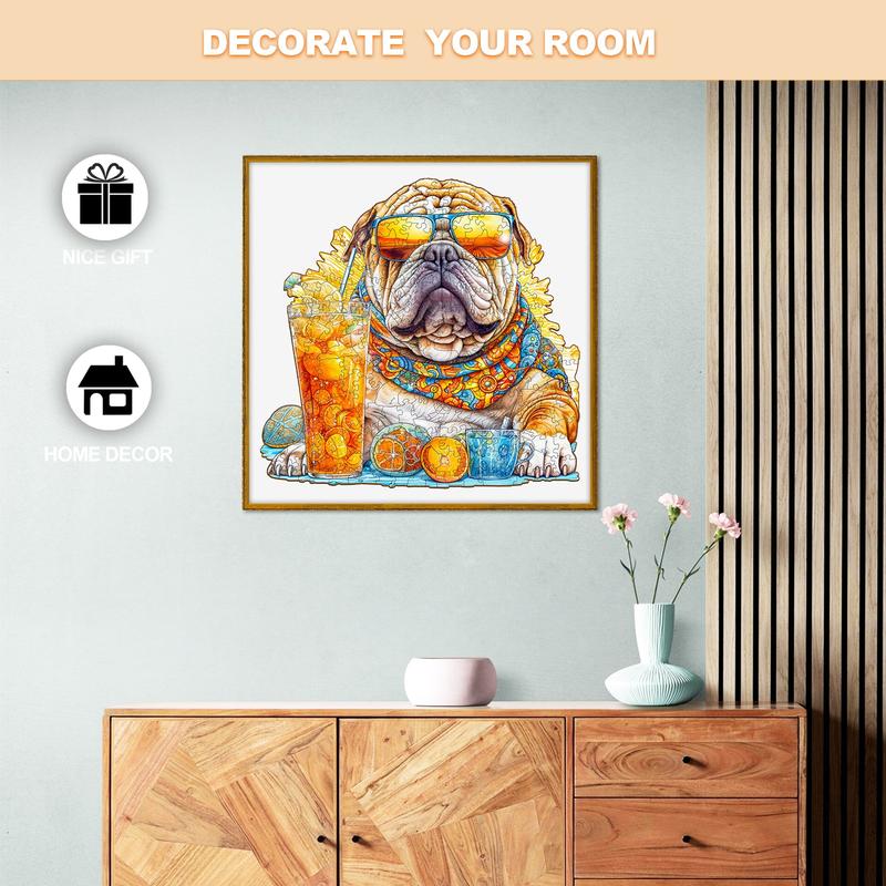 Summer Bulldog-1 Wooden Jigsaw Puzzle