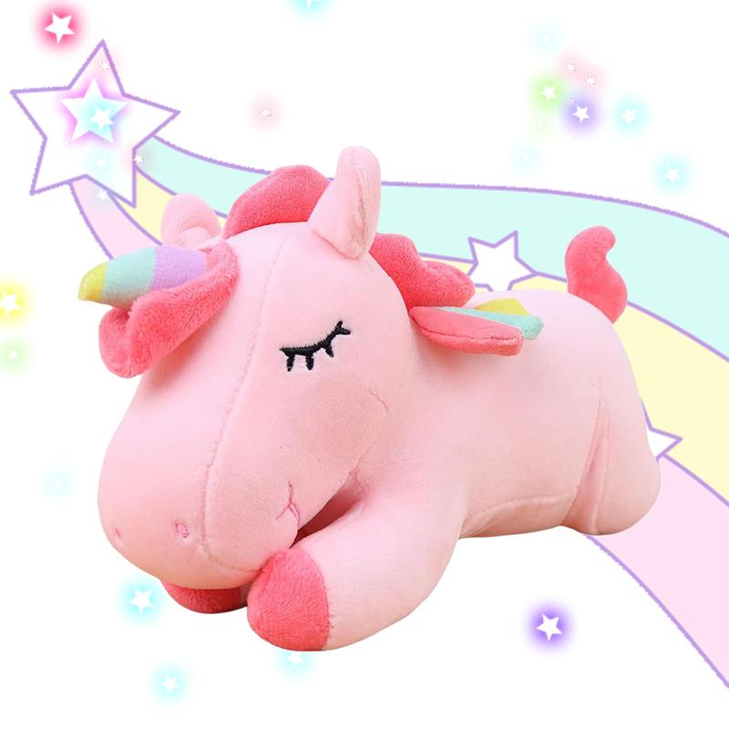 Unicorn Design Plush Toy, Cute Soft Pink Unicorn Plushie with Rainbow Wings, Stuffed Animal Pillows Toy, Home Decor