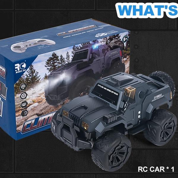 FUUY-Large RC Car, 1:14 RC Car with Spray and LED Lights, Good for 120 Minutes Playtime, 2.4GHz Monster Truck with Spare Tire, All Terrain Off-Road Jeep, Cool Toy Gift, Suitable for Children Over 6 Years Old rc cars