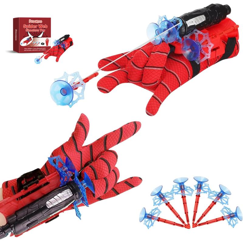 Spider Launcher Gloves Toy, Spider Web Shooter Launcher Wrist Toy Set with Darts and Spider Gloves Costume Cosplay Gift for Kids