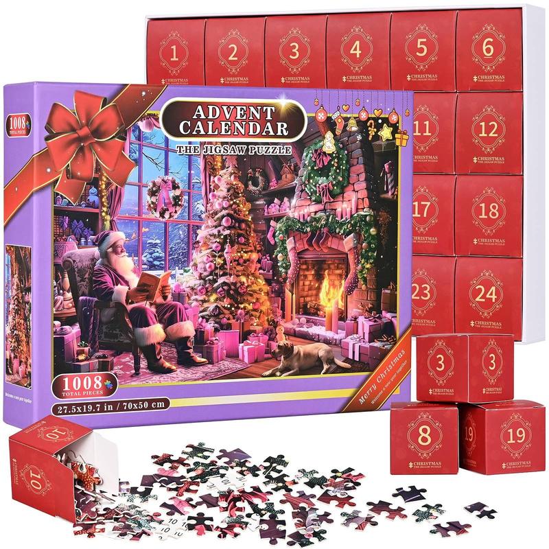 Advent Calendar Puzzle 2024 Christmas Jigsaw Puzzle 1008 Pieces Snowman Christmas Puzzle 24 Days Christmas Countdown Calendars Christmas Tree Advent Puzzle