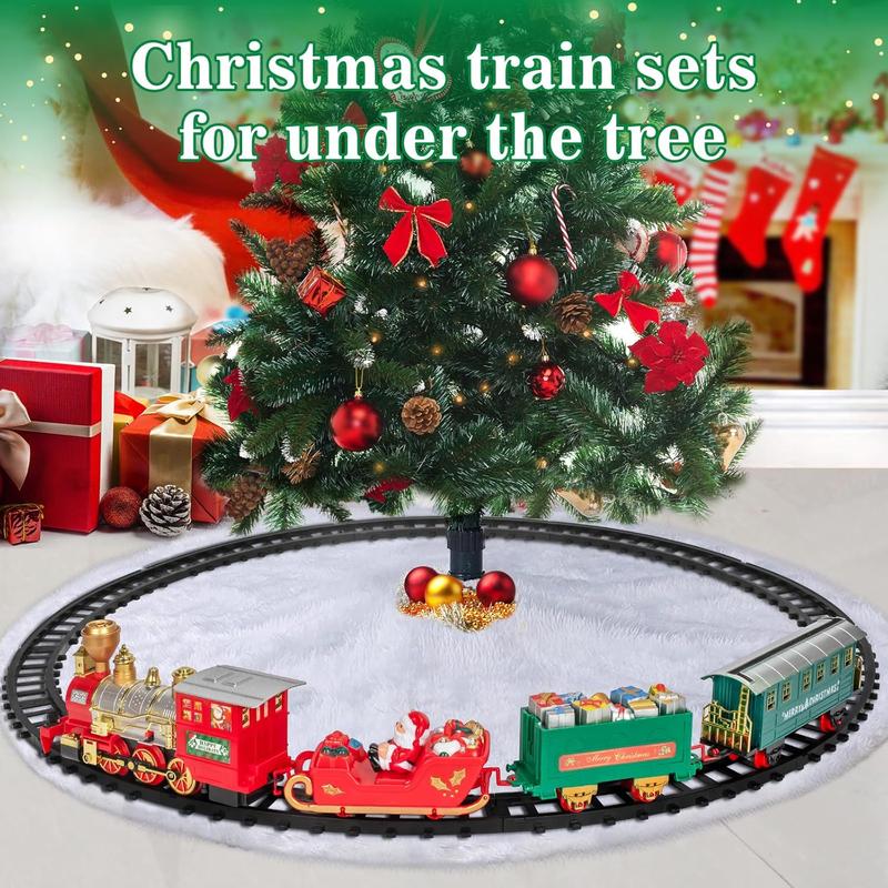 Christmas Train Set, Electric Train Toys with Water Steam, Sounds & Lights, Model Train Set for Under The Xmas Tree, Railway Kit Gifts for 3, 4, 5, 6, 7, 8+ Year Old Boy & Girl