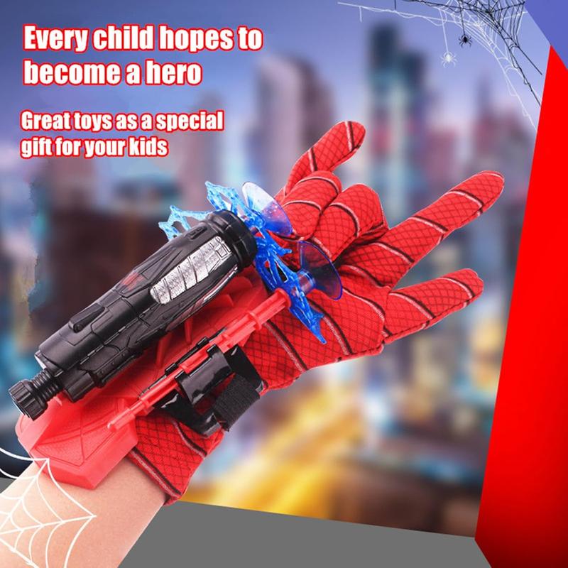 Spider Launcher Gloves Toy, Spider Web Shooter Launcher Wrist Toy Set with Darts and Spider Gloves Costume Cosplay Gift for Kids