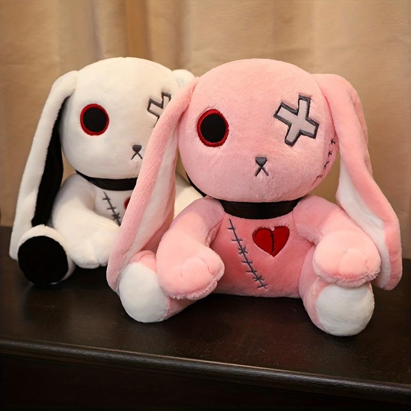 8.6inch Goth Bunny Plush Rabbit Stuffed Animal Horror Plushies Easter Stuffed Animal Creepy Spooky Bunny Stuffed Animal Crazy Rabbit Plushie Toy, Little Halloween Easter Party Gift barneyplushgypsyrosehouse