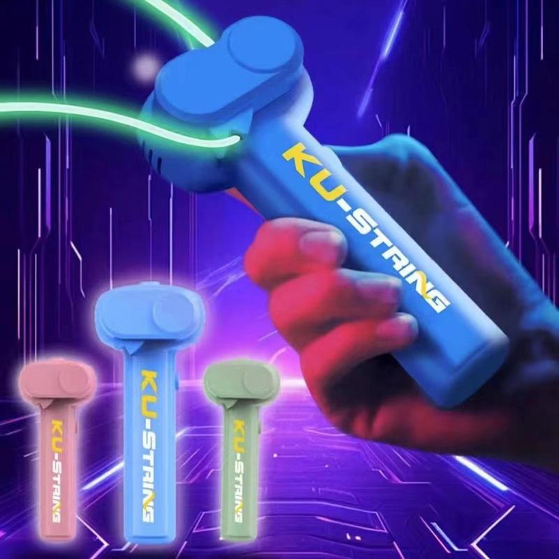 Glow-in-the-Dark String Shooter Toy with Dual Built-in UV Blacklights, Outdoor Leisure Skipping Ropes, Electric Luminous Rope, Funny Cat Play One Wool Decompression Propeller, Christmas Gifts,Christmas gifts