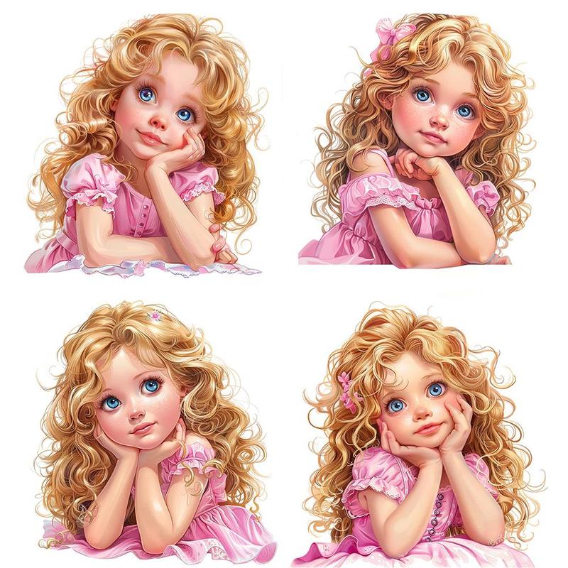 Blonde Little Girls Anime Sticker, 20pcs set Cute Cartoon Sticker, DIY Decorative Sticker for Scrapbook, Journal, Gift Wrapping