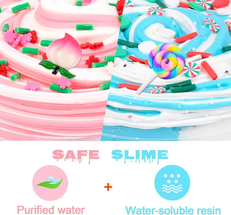 Christmas gift Scented Slime Kit with 7 Pack Butter Slimes,Dual Colored Peachybaby Slime Watermelon,Super Soft and Non-Sticky, Stress Relief Toy Party Favors Birthday Gifts for Girls and Boys 6 7 8 9 10 11 12.