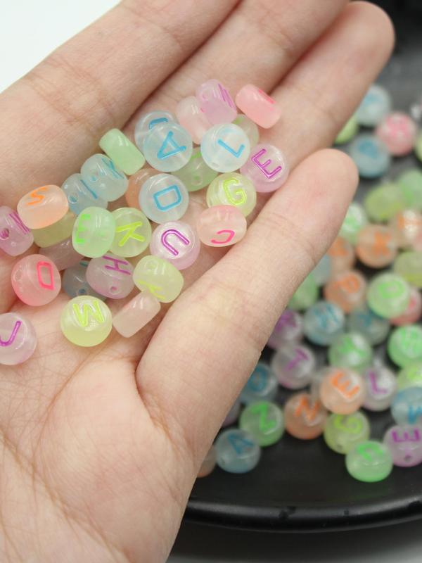 Transparent Colorful Letter Beads, 100pcs Multicolor DIY Beads, Jewelry Making Supplies for Women & Girls