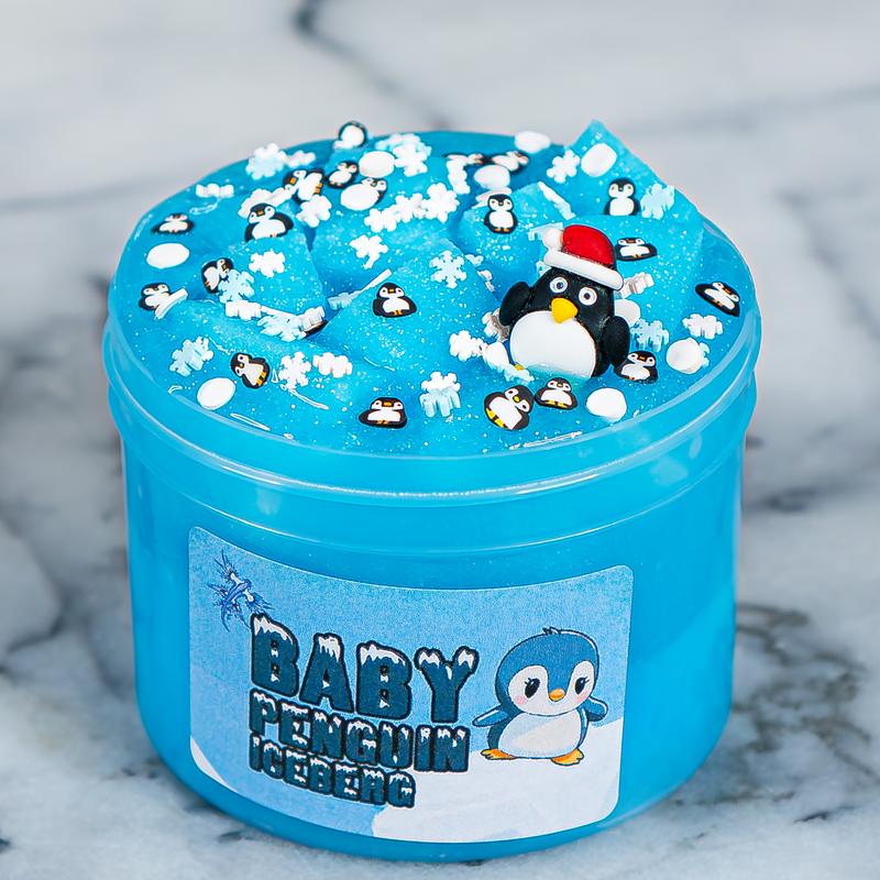 Baby Penguin Iceberg Slime - Jelly Cube Slime - Sea Dragon Slimes Shop - stress reducing, sensory regulation, slime therapy