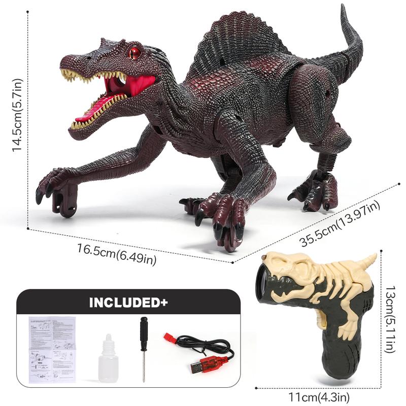 Remote Control Dinosaur Toys,RC Walking Robotic Dinosaur Toy w Light Chasing Remote Control,Auto Spraying and Roaring,Jurassic Spinosaurus Dinosaur Toys for Kids Boys 4 5 6 7 8-12 Year Old