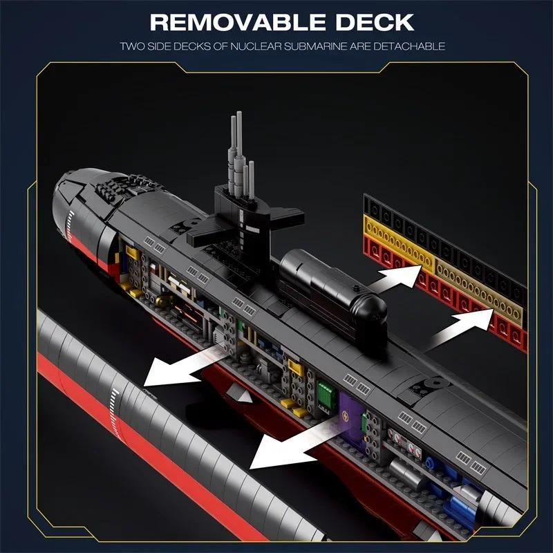 33049 2988pcs Military Los Angeles-class SSN Building Blocks Assembling MOC Nuclear Submarine Bricks Children's Toys Gift Set building block