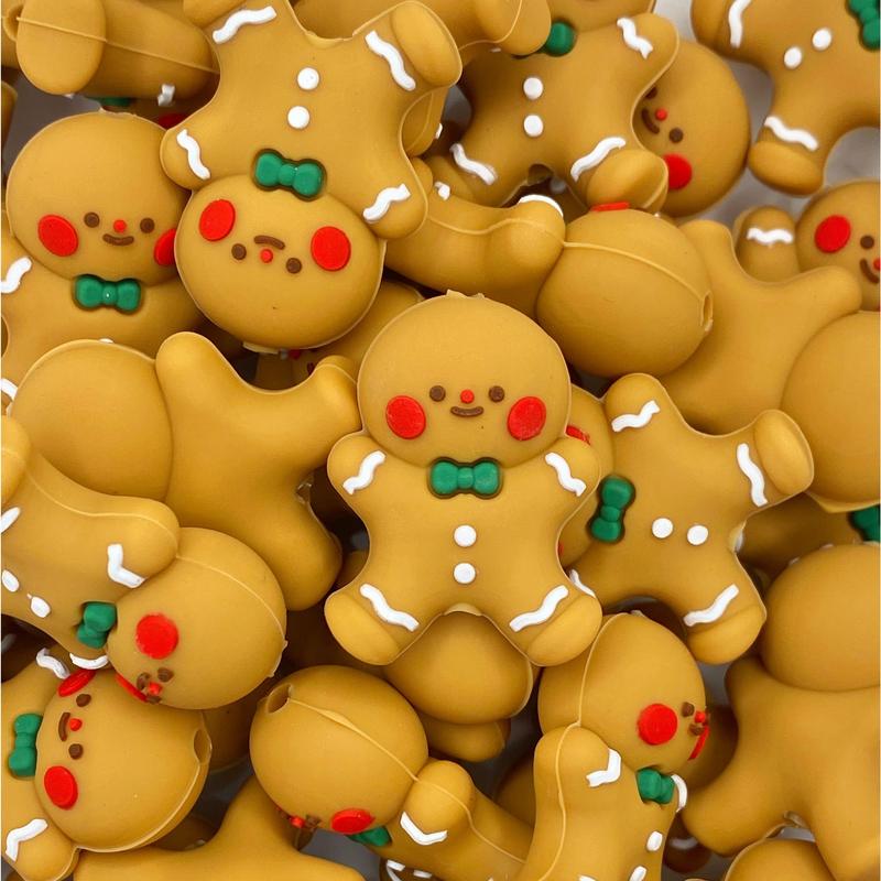 Let's Get Baked 3D Silicone Focal Beads | Gingerbread Man Bead | Christmas Beads