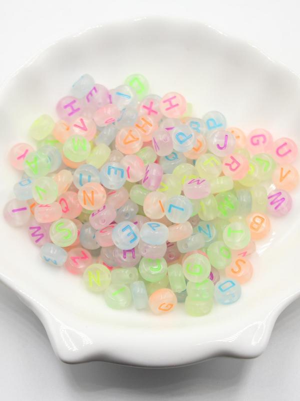 Transparent Colorful Letter Beads, 100pcs Multicolor DIY Beads, Jewelry Making Supplies for Women & Girls