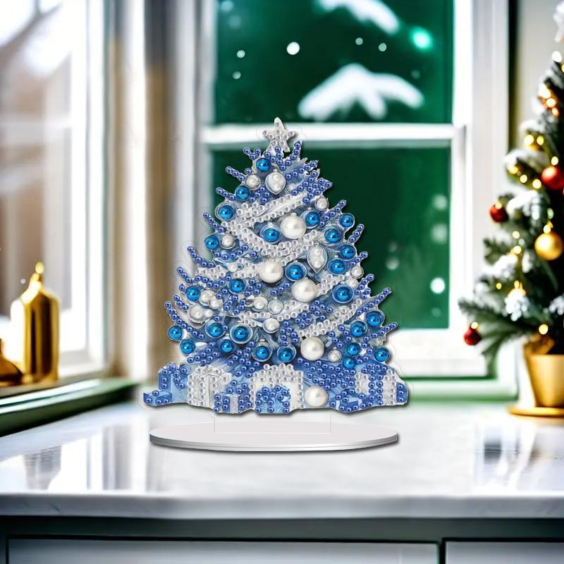 5D DIY Diamond Arts Colorful Painting Kit, 1 Count Handmade Christmas Tree Design Diamond Arts Colorful Painting Desk Decoration, DIY Decorative Art Craft Gift