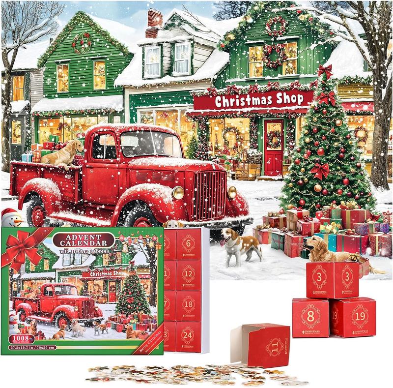 Advent Calendar Puzzle 2024 Christmas Jigsaw Puzzle 1008 Pieces Snowman Christmas Puzzle 24 Days Christmas Countdown Calendars Christmas Tree Advent Puzzle