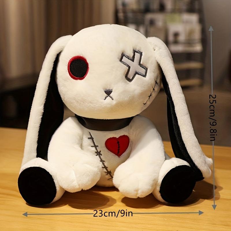 8.6inch Goth Bunny Plush Rabbit Stuffed Animal Horror Plushies Easter Stuffed Animal Creepy Spooky Bunny Stuffed Animal Crazy Rabbit Plushie Toy, Little Halloween Easter Party Gift barneyplushgypsyrosehouse