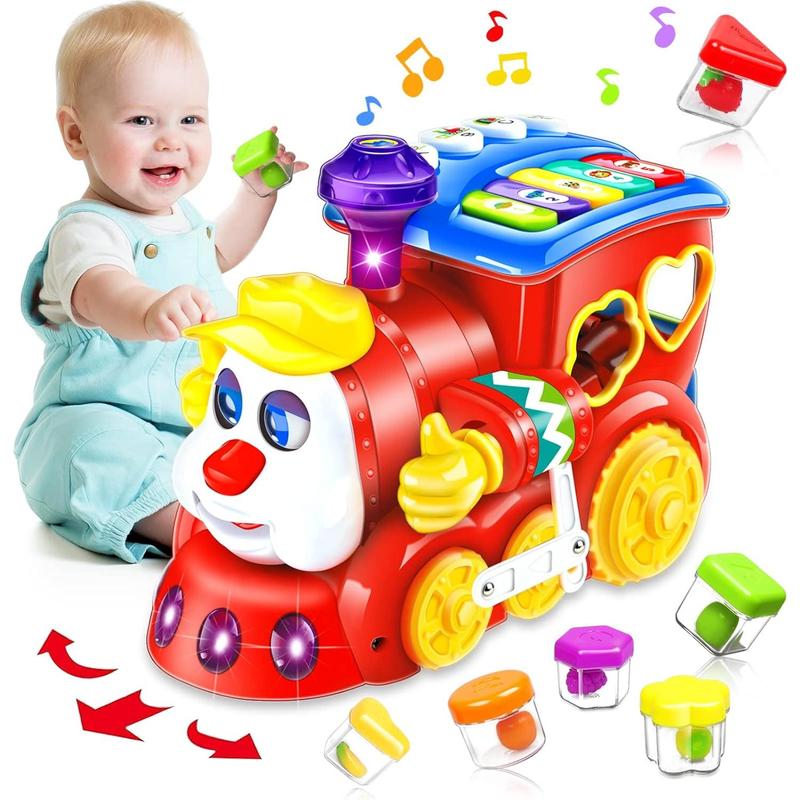 Baby Toys for 1 Year Old Boy Girl Gift Musical Train Baby Toys 6-12 12-18 Months,Early Educational Learning Montessori Kids Toys with Blocks Light Toddler Christmas Birthday Gifts for 1 2 3 Year Old