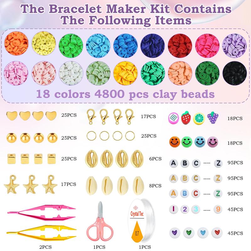 Stocking Stuffers for Kids Girls - 5300 Clay Beads Bracelet Making Kit,Stocking Stuffers for Kids Girls,Stuff Supplies, Creative DIY