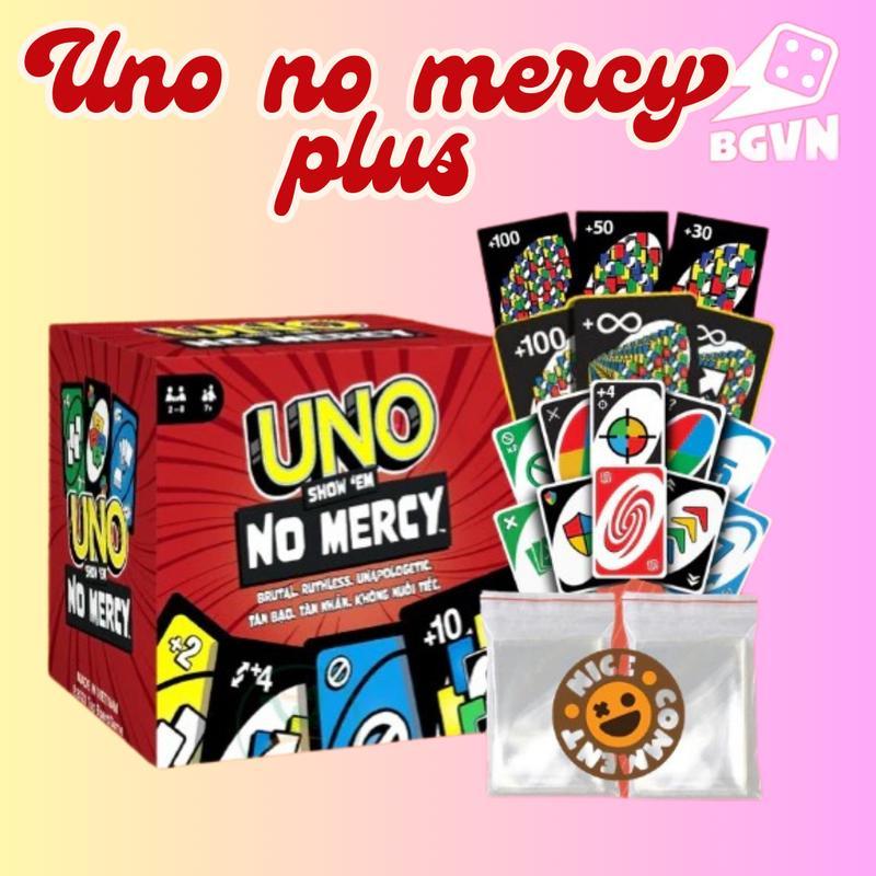 UNO NO MERCY PLUS: Ultimate Party Game With Extra Cards & Tougher Penalties, UNO 192 and 165 card game, +100 difficult rules, Fast Shipping, Premium UNO Card Set, TOP BOARD GAME.