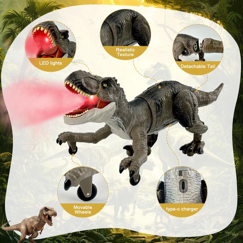 RC T-rex Animal Toy, Spinosaurus and T-rex, swift movement & water spray, gift for boys