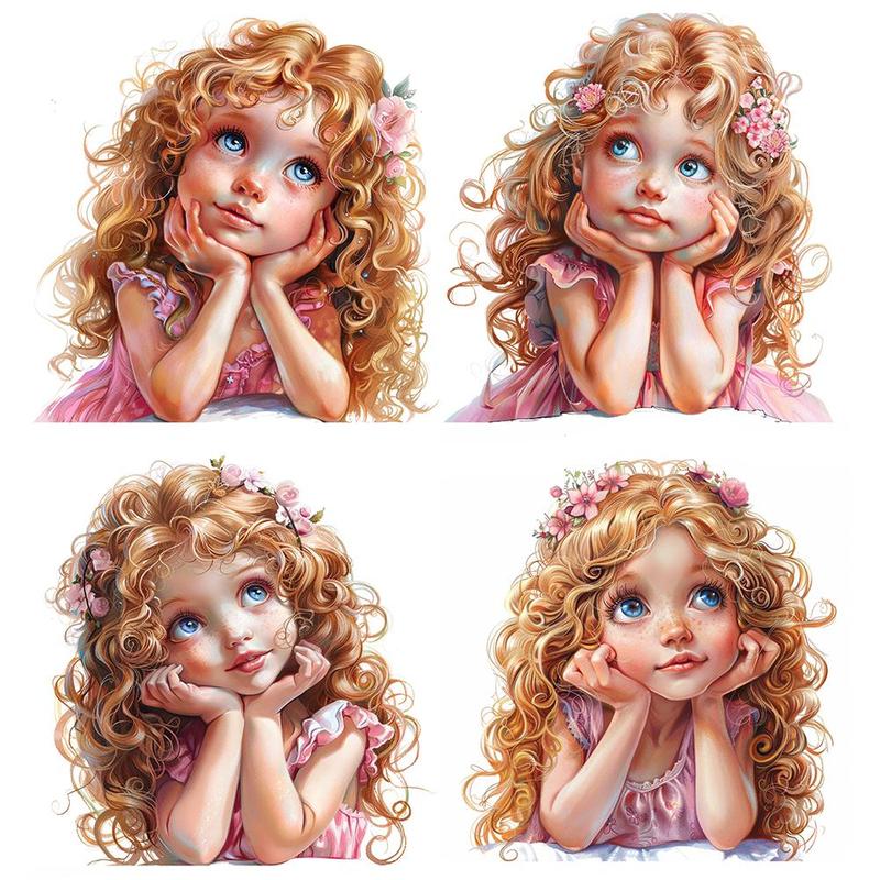 Blonde Little Girls Anime Sticker, 20pcs set Cute Cartoon Sticker, DIY Decorative Sticker for Scrapbook, Journal, Gift Wrapping