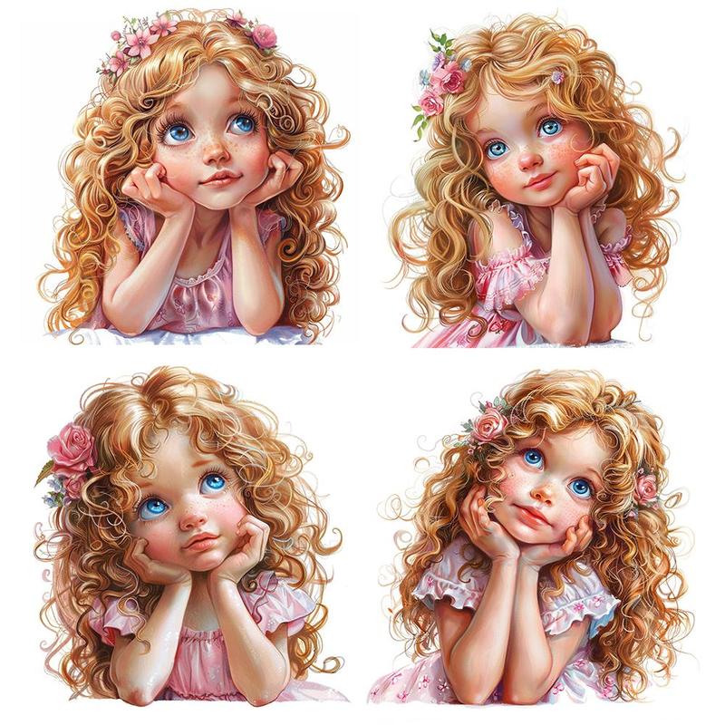 Blonde Little Girls Anime Sticker, 20pcs set Cute Cartoon Sticker, DIY Decorative Sticker for Scrapbook, Journal, Gift Wrapping