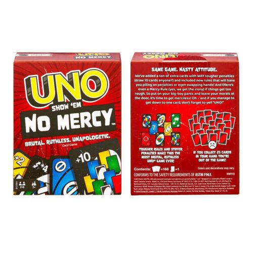 UNO NO MERCY PLUS: Ultimate Party Game With Extra Cards & Tougher Penalties, UNO 192 and 165 card game, +100 difficult rules, Fast Shipping, Premium UNO Card Set, TOP BOARD GAME.