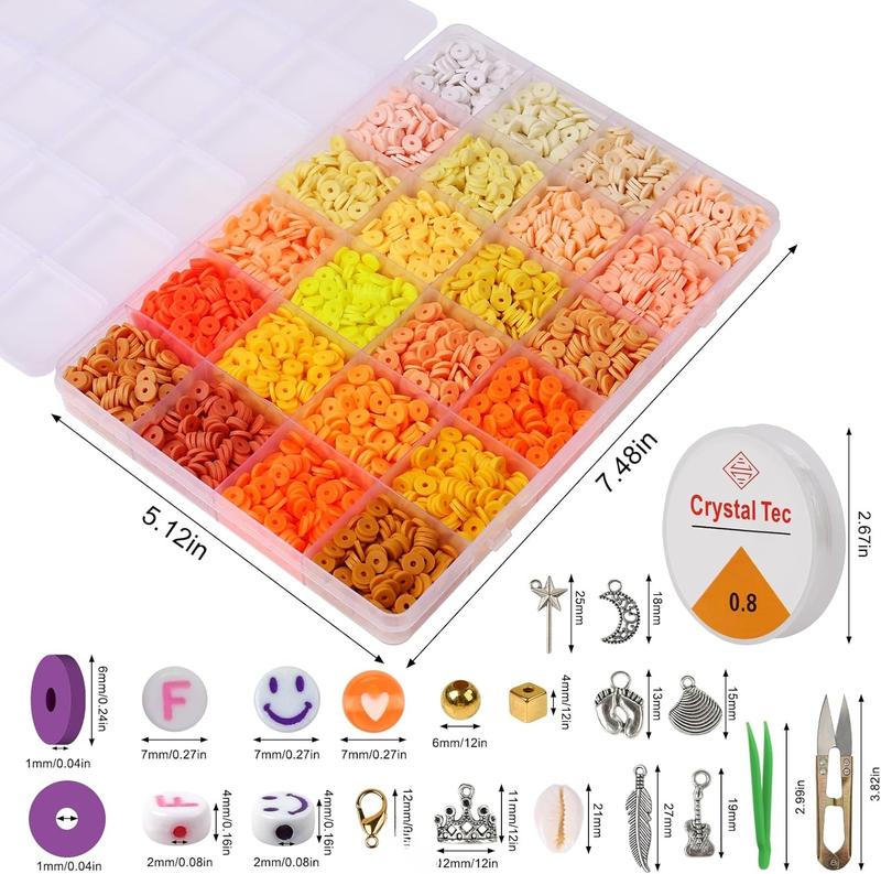 23000 count Clay Beads Bracelet Making Kit, 6Boxes 125Colors Friendship Polymer Beads and 5 Styles Letter Beads with  Making Accessories and 3 Rolls Crystal Cord for Crafts Christmas Gifts